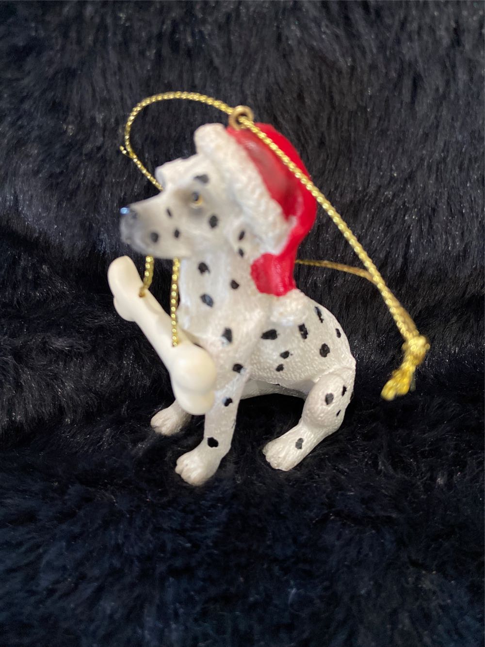 Dalmation With Santa Hat And Bone In Mouth  ornament collectible - Main Image 3