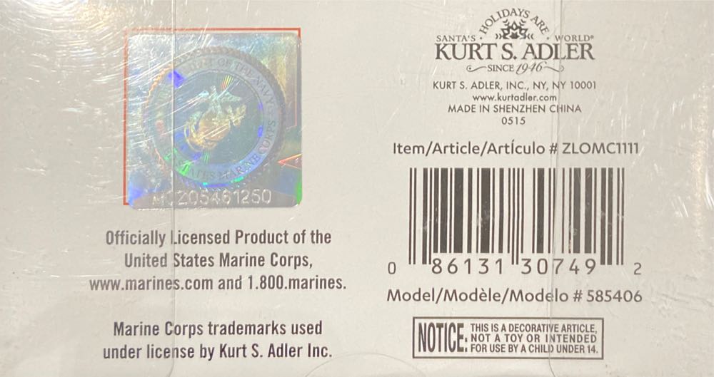 Kurt Adler U.s. Marine Corps™ Cap And Boots Christmas Set Of 2  ornament collectible [Barcode 086131307492] - Main Image 4