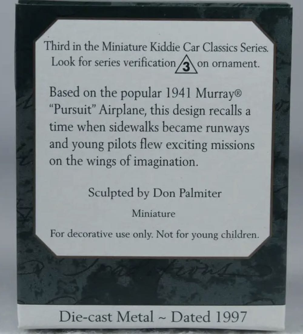 Kiddie Car Classic Miniature - Pursuit Airplane (3rd In Series)  ornament collectible - Main Image 2