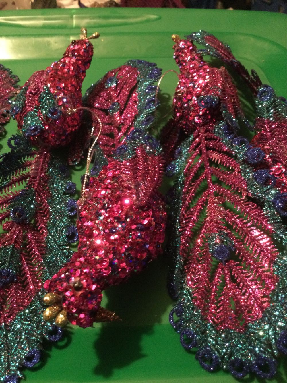 Peacock Magenta, Turquoise, Sapphire - Holiday Time ornament collectible - Main Image 3