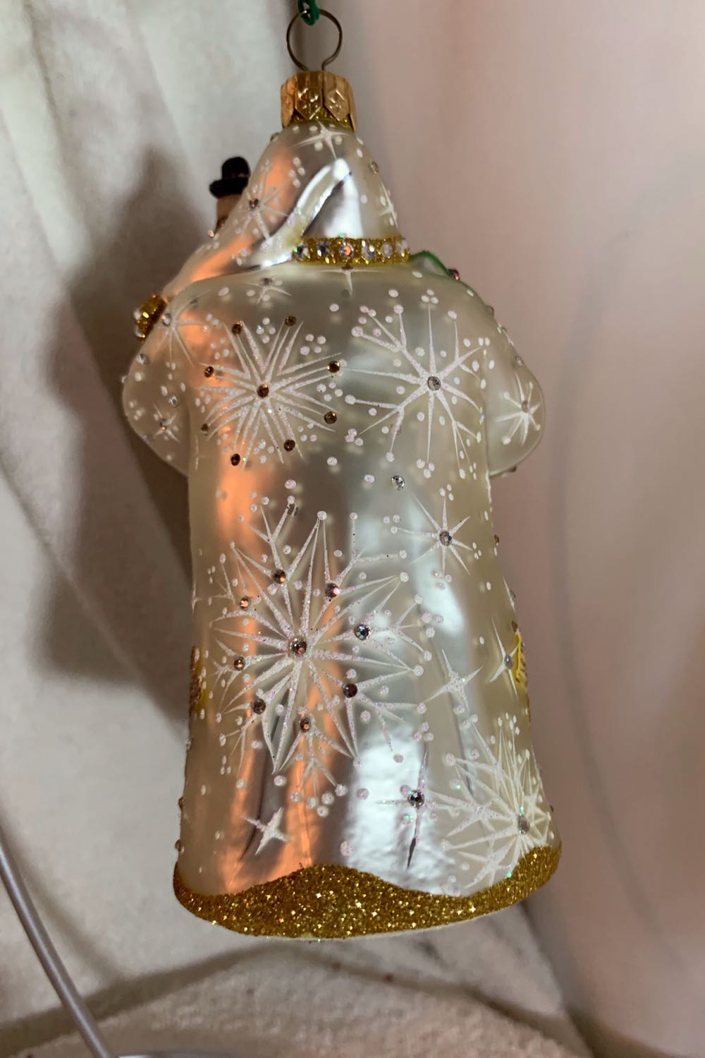 Surprise! Pearl W/ Red Crystal Swags On Tree - OOAK (Santa) ornament collectible - Main Image 3