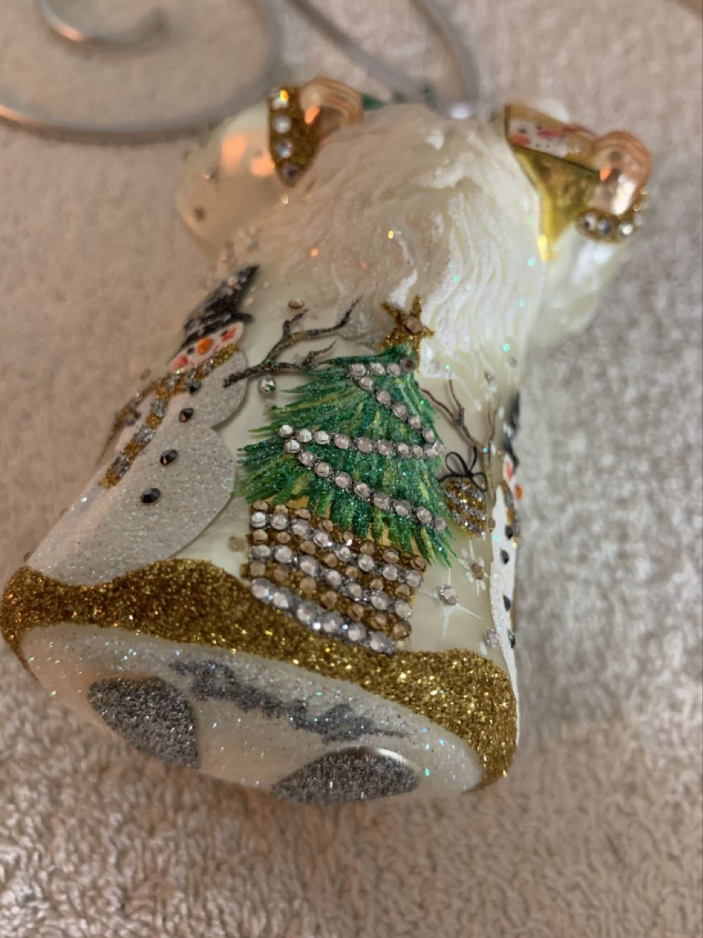 Surprise! Pearl W/ Red Crystal Swags On Tree - OOAK (Santa) ornament collectible - Main Image 4