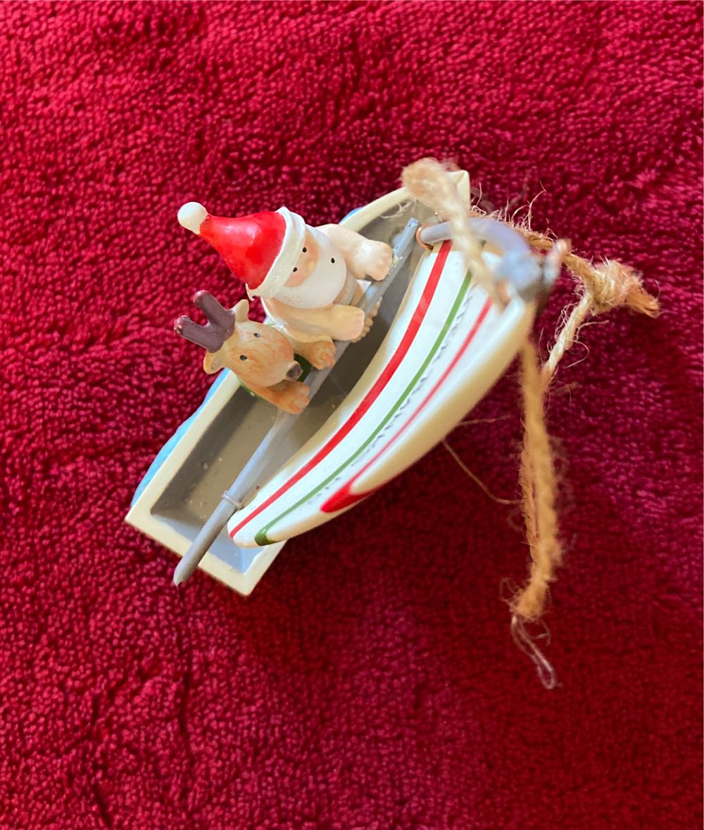 Sailboat With Santa And Reindeer  ornament collectible - Main Image 2