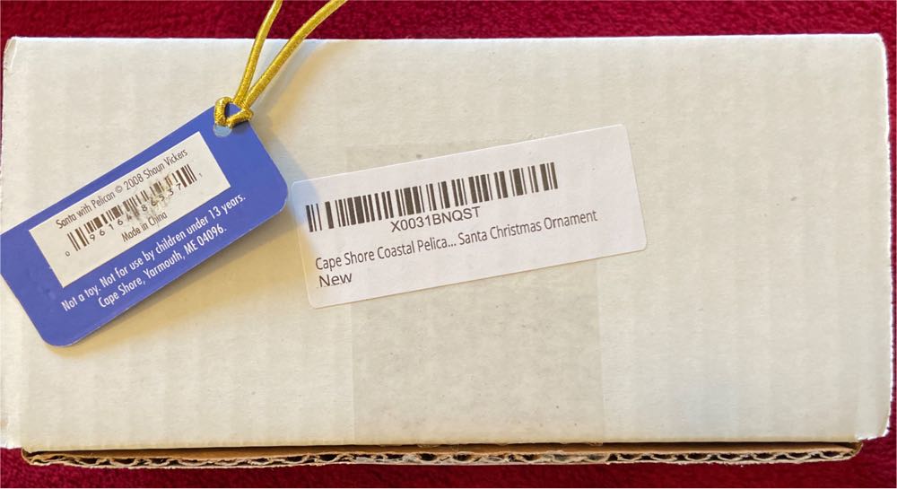 Cape Shore Coastal Pelican On Piling With Santa Christmas Ornament  ornament collectible [Barcode 096164865371] - Main Image 2
