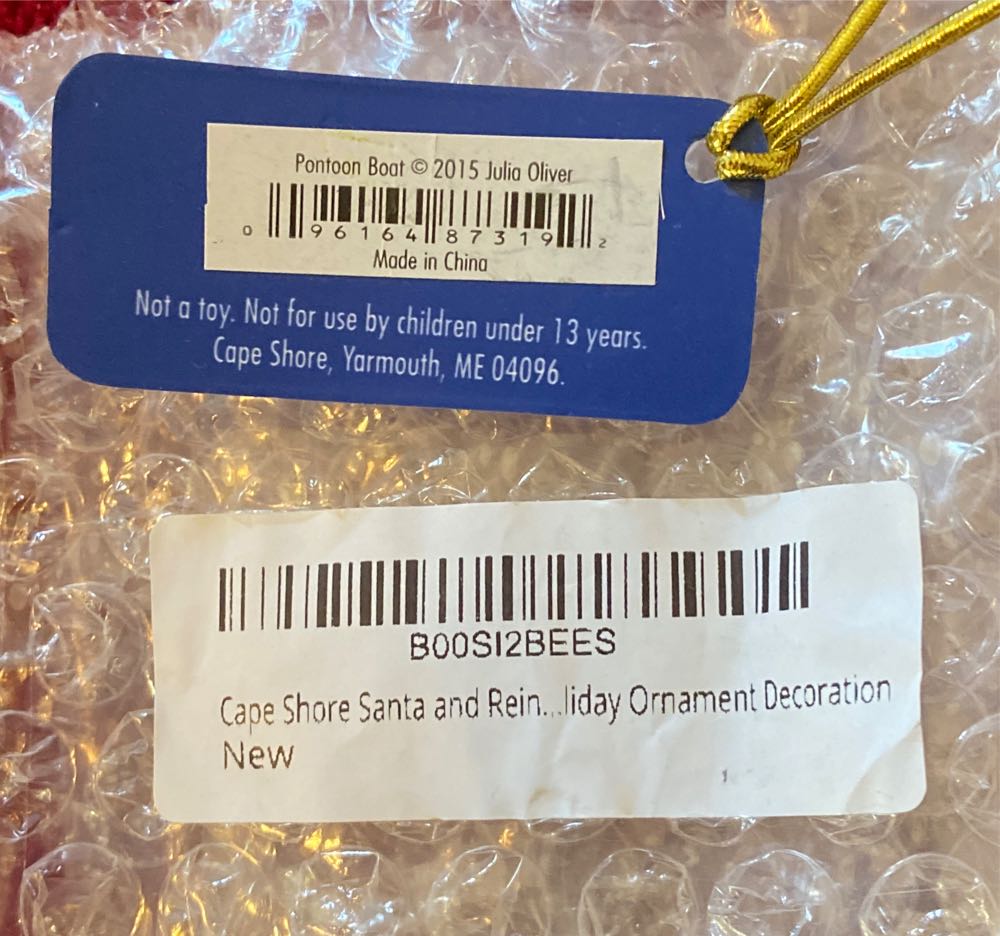 Cape Shore Santa And Reindeer In Pontoon Party Boat Christmas Tree Holiday Ornament Decoration  ornament collectible - Main Image 2