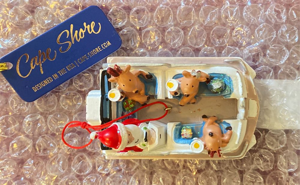 Cape Shore Santa And Reindeer In Pontoon Party Boat Christmas Tree Holiday Ornament Decoration  ornament collectible - Main Image 3