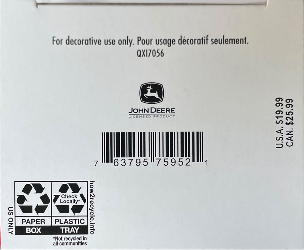 John Deere Model 2020 Row Crop Tractor - John Deere (Tractors) ornament collectible [Barcode 763795759521] - Main Image 4