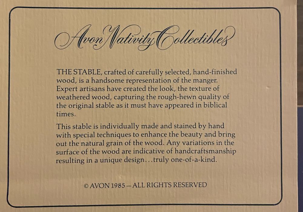 Avon - Nativity Collectibles - 1985 - The Stable - Stable (Nativity) ornament collectible - Main Image 2
