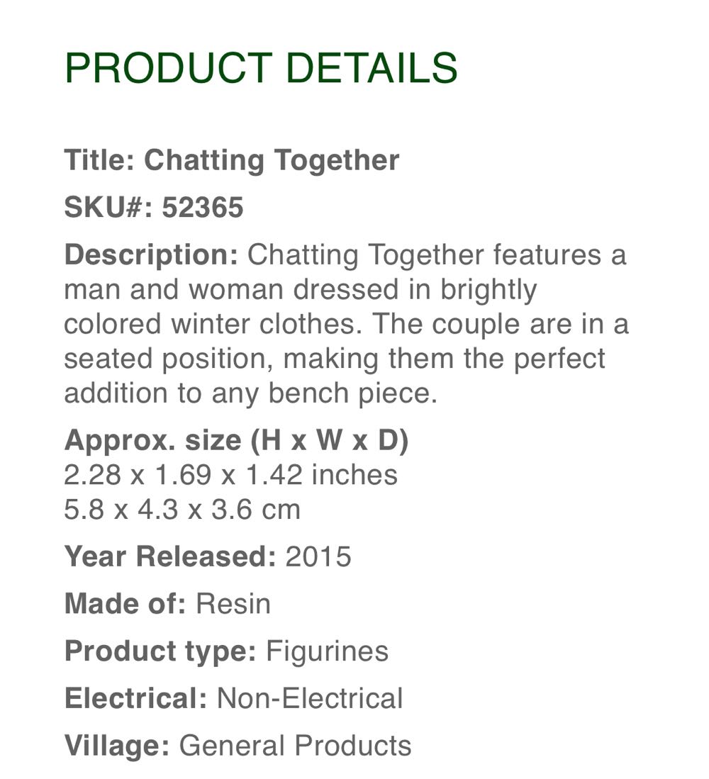 Chatting Together #52365 - Figurines (Figurines) ornament collectible [Barcode 728162523655] - Main Image 2