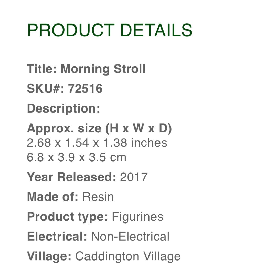 Morning Stroll #72516 - Caddington (Figurines) ornament collectible [Barcode 728162725165] - Main Image 2