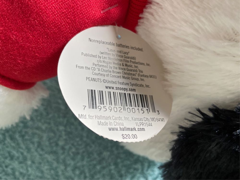 Hallmark Musical Snoopy 10” Plush Light Up Christmas Spirits Bright Peanuts Gang 12”  ornament collectible [Barcode 795902001513] - Main Image 3