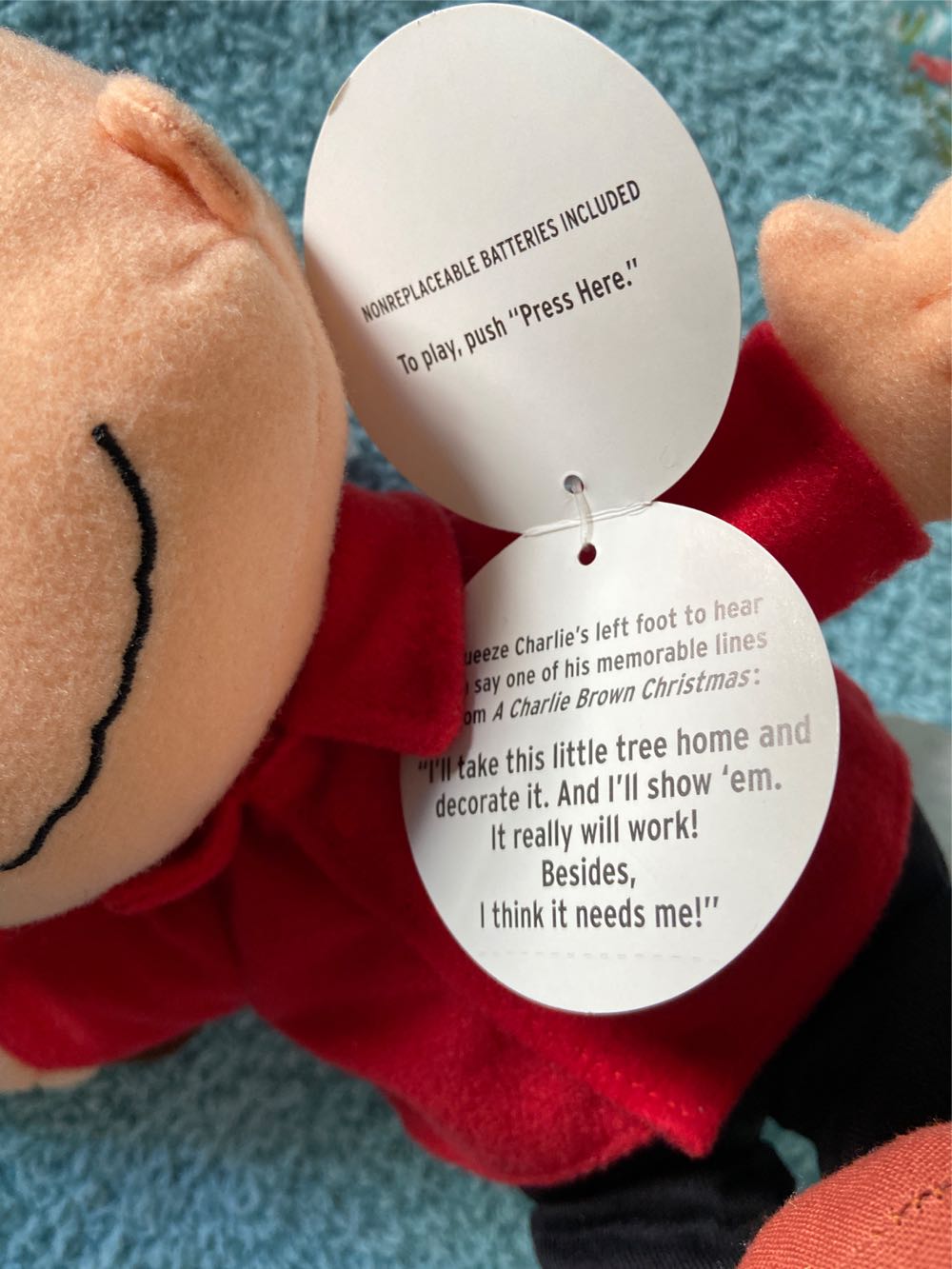 Upc 795902124601 Hallmark Talking Charlie Brown Plush What Christmas ...  ornament collectible [Barcode 795902124618] - Main Image 4