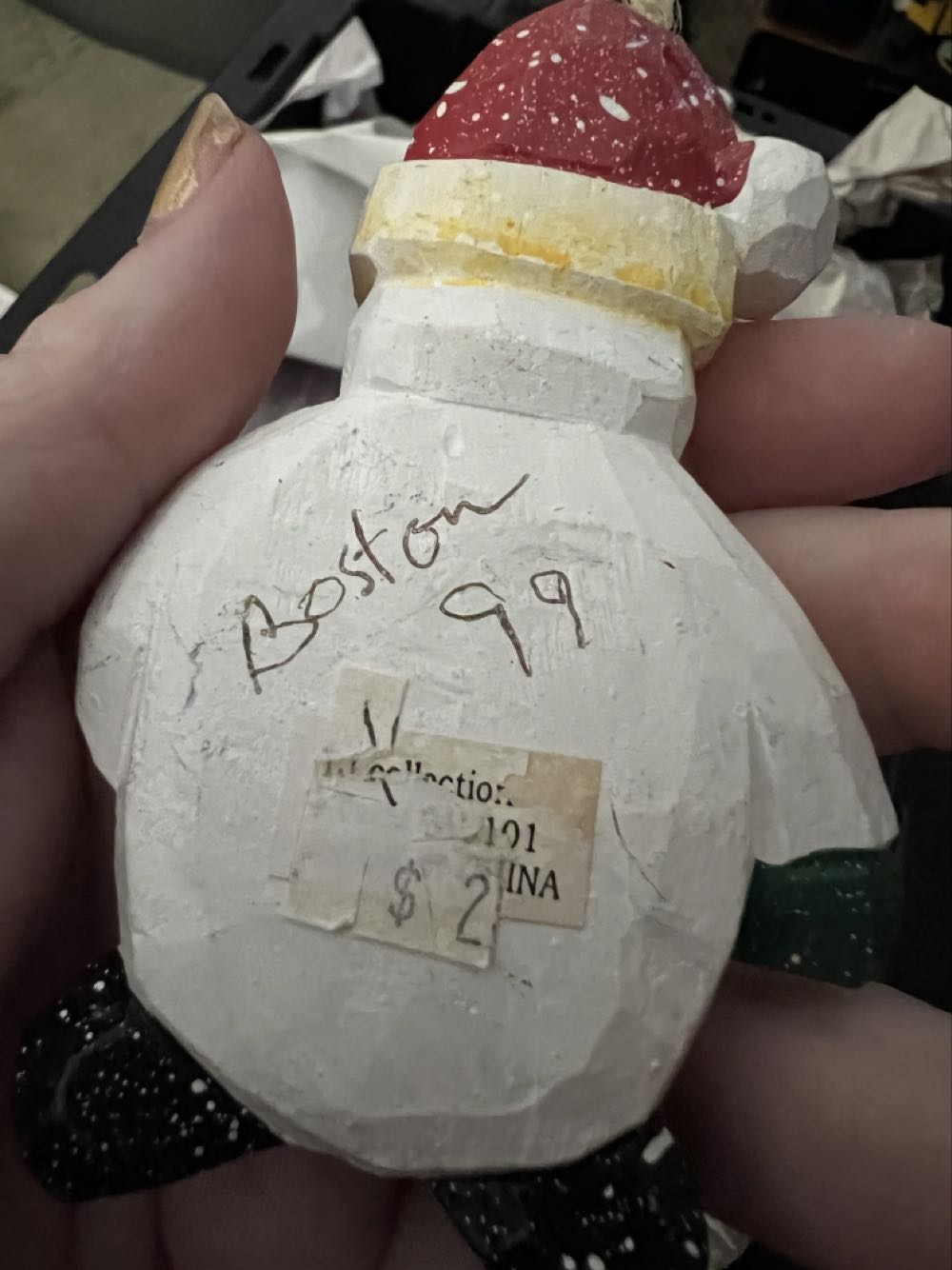 Snowman - Wood  ornament collectible - Main Image 2