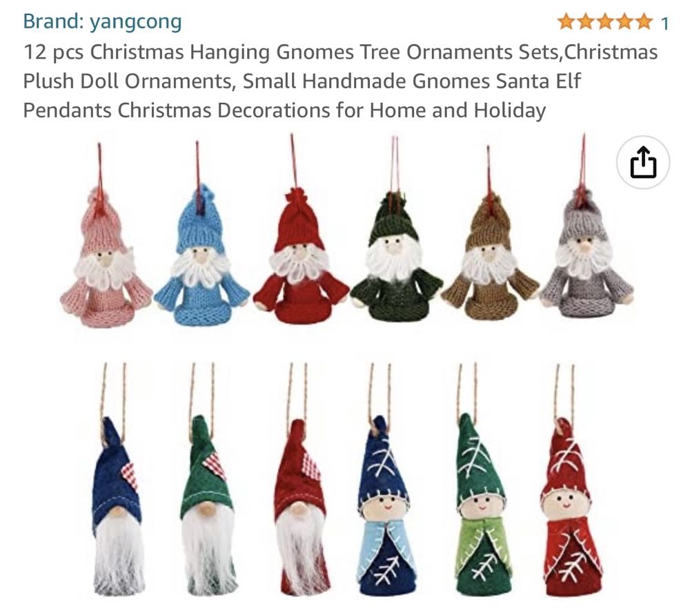 Gnomes, Santa Elves and Doll Handmade  Christmas Ornaments 12 pieces, small  ornament collectible - Main Image 2