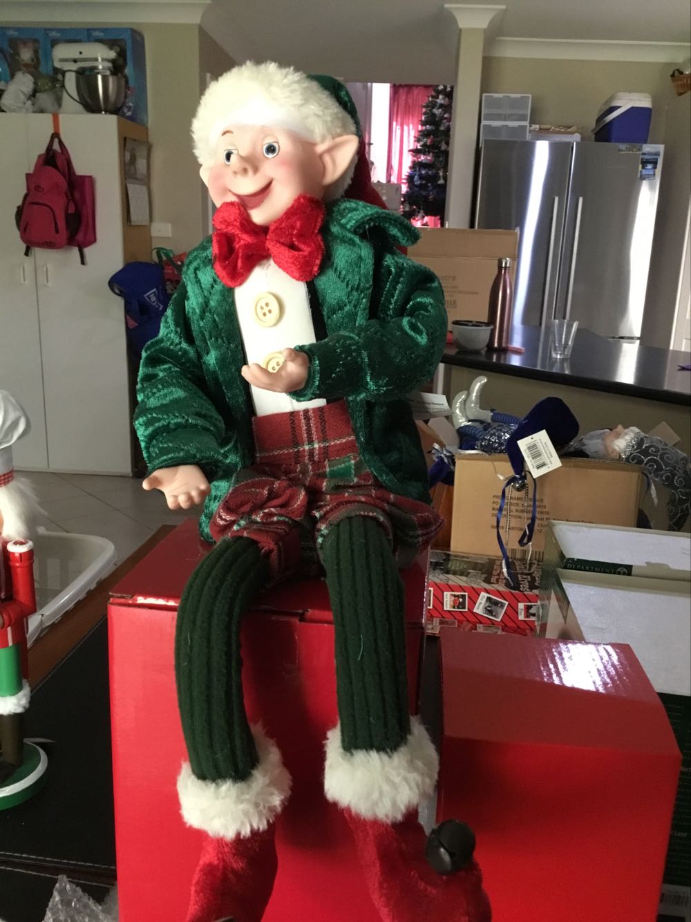 Green Velvet Elf 45cm - Elves ornament collectible [Barcode 9333527683052] - Main Image 2