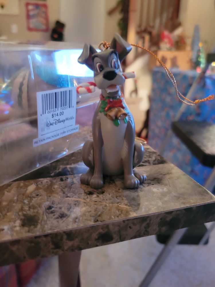 Tramp (Candy Cane In Mouth)  (Disney Lady & The Tramp) ornament collectible - Main Image 1