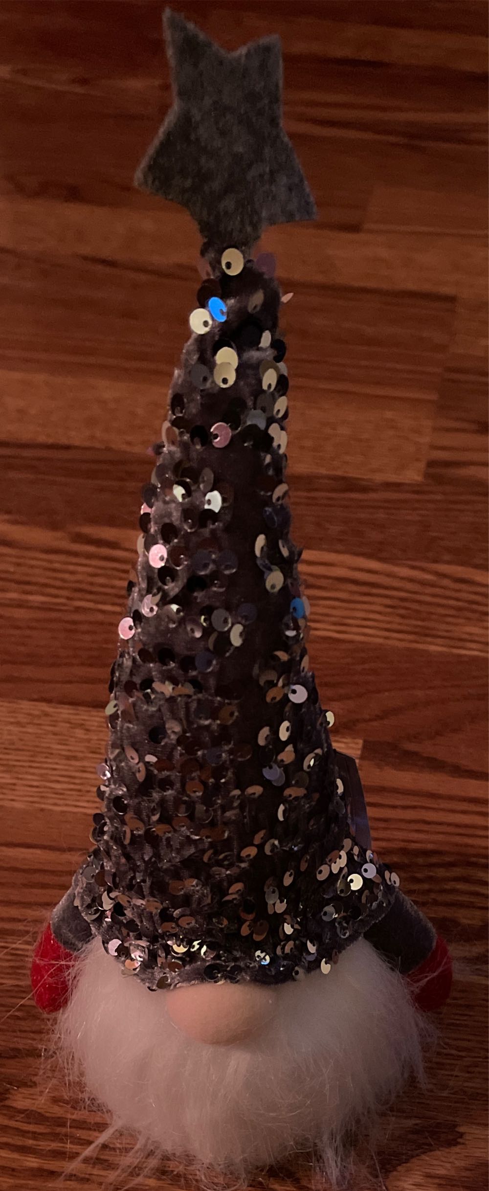 Gnome Holiday Figurine Light Up Christmas Gnome In Sequined Cap Grey 11 Inches High Battery Operated With Timer  ornament collectible [Barcode 687293627574] - Main Image 2