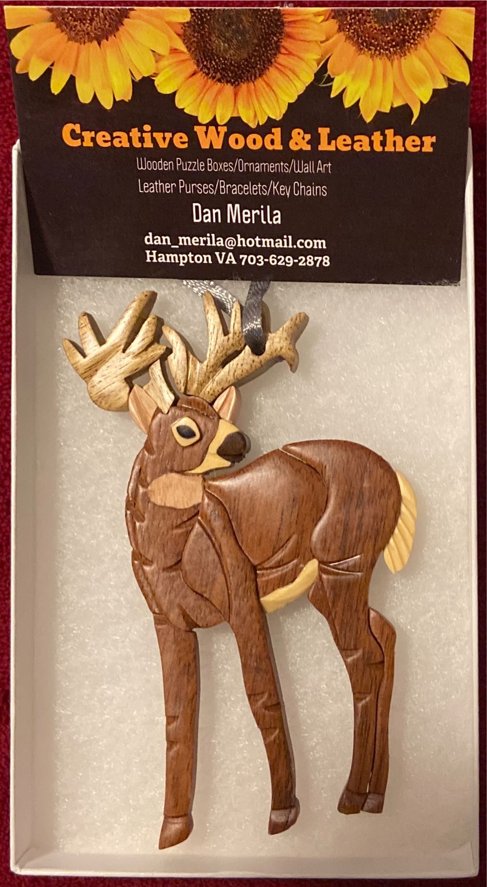 Creative Wood $ Leather Deer  ornament collectible - Main Image 2