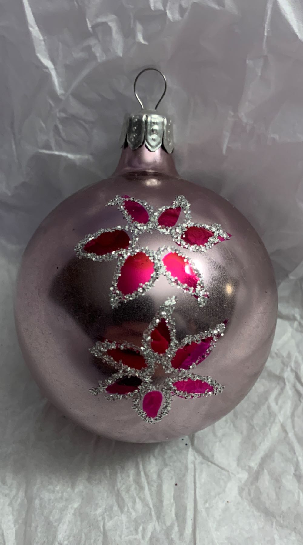 Medium Pink Ball With Silver Dimple  ornament collectible - Main Image 2