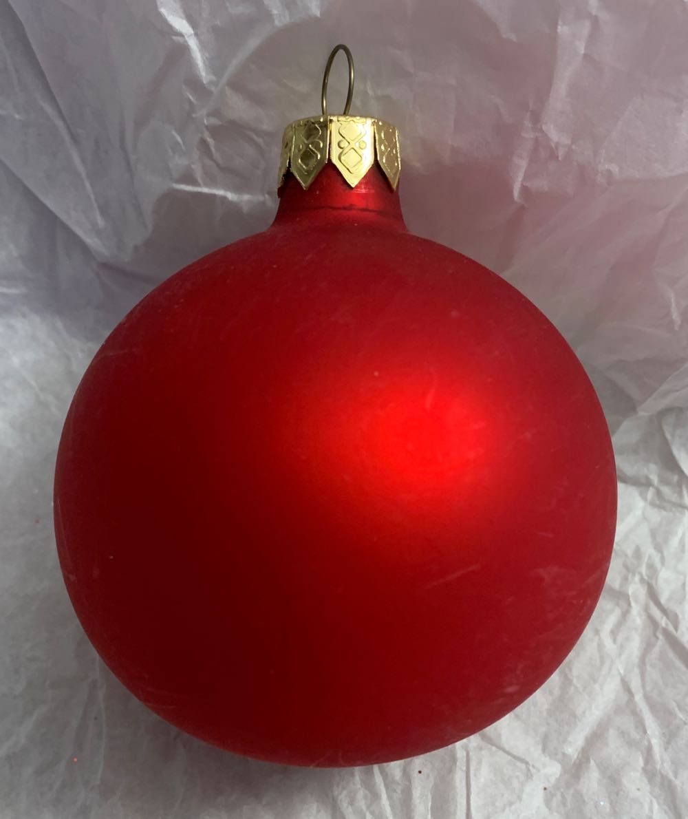Medium Red Satin Ball With Silver Dimple  ornament collectible - Main Image 2