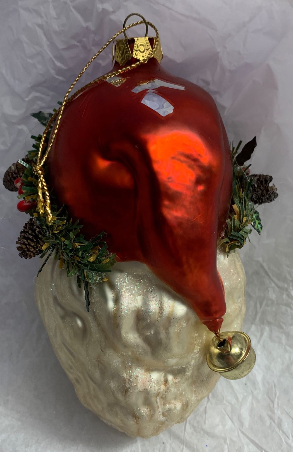 Santa Head With Pine Garland Crown  ornament collectible - Main Image 2
