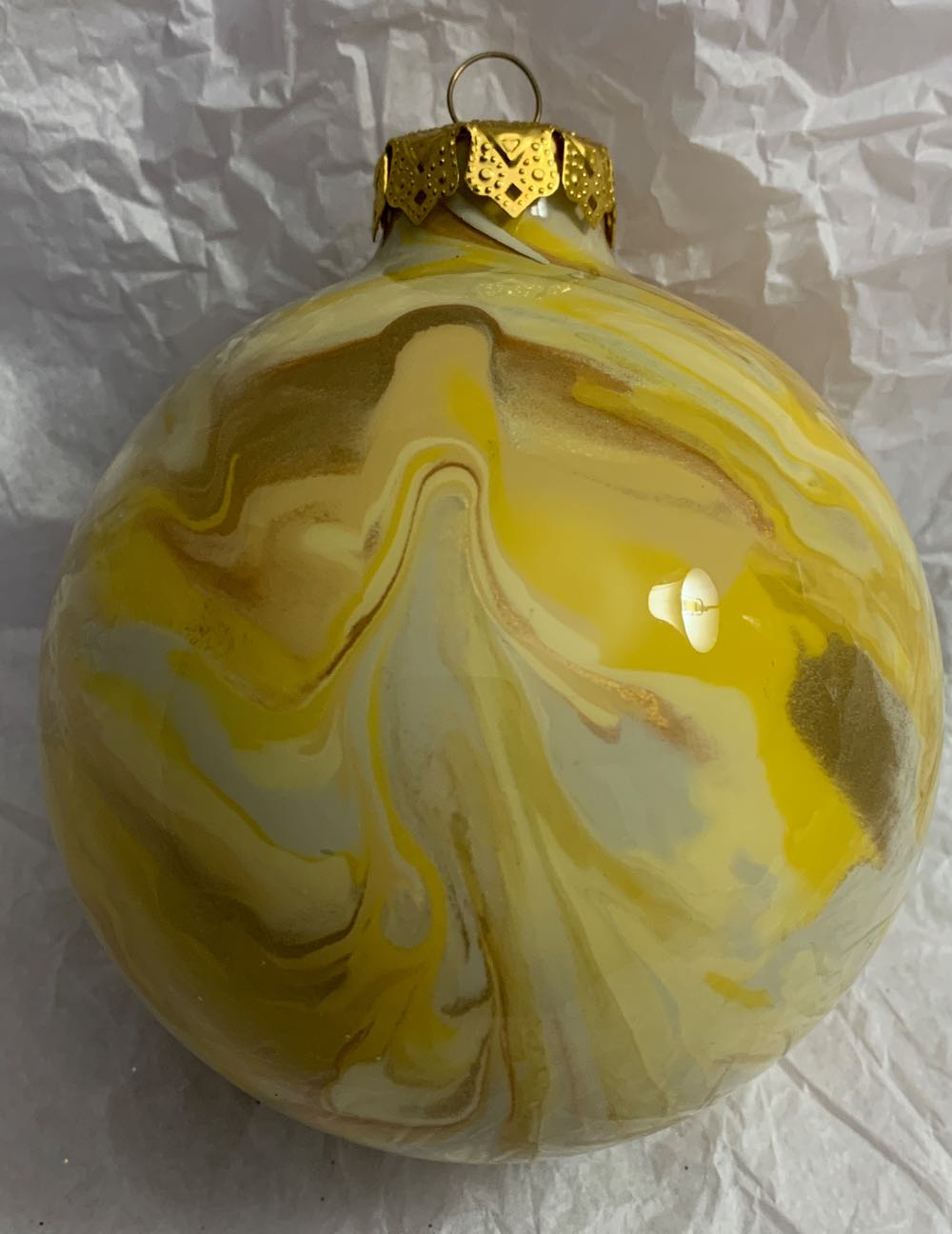 Large Yellow Swirl Ball  ornament collectible - Main Image 2