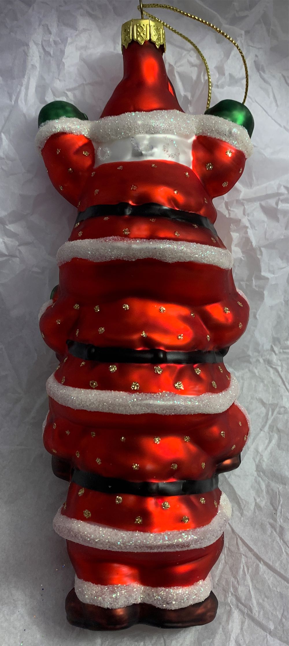 Three Santas Sitting On Each Other’s Shoulders  ornament collectible - Main Image 2