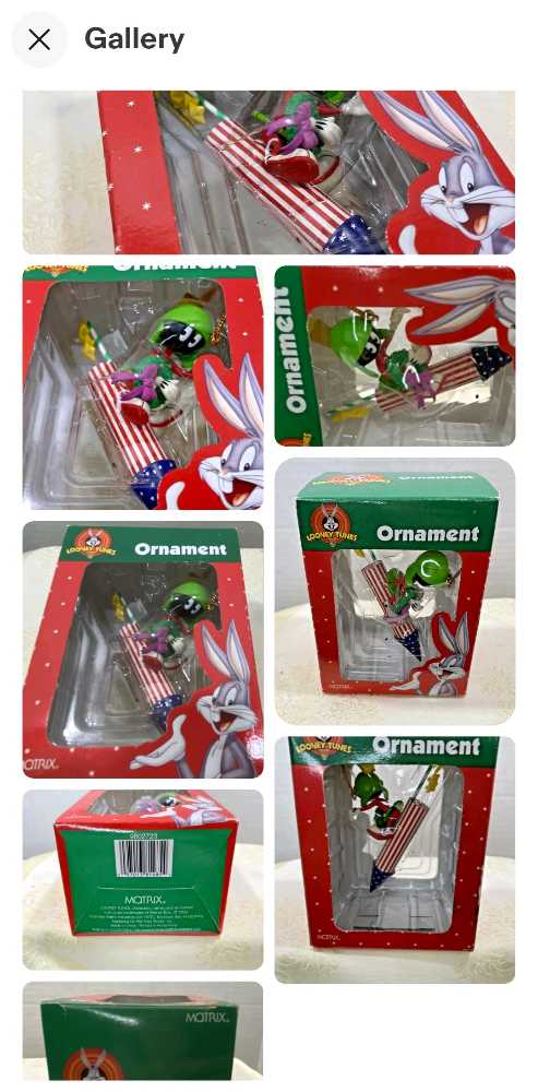 Matrix Looney Tunes Marvin Martian Riding Red White And Blue Rocket Ornament  ornament collectible - Main Image 2
