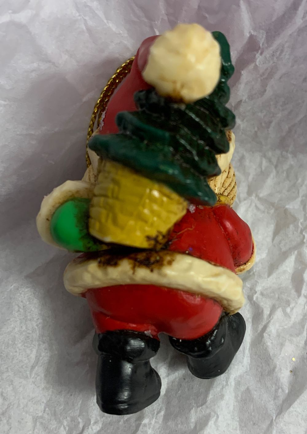Small Santa With Tree On Back  ornament collectible - Main Image 2