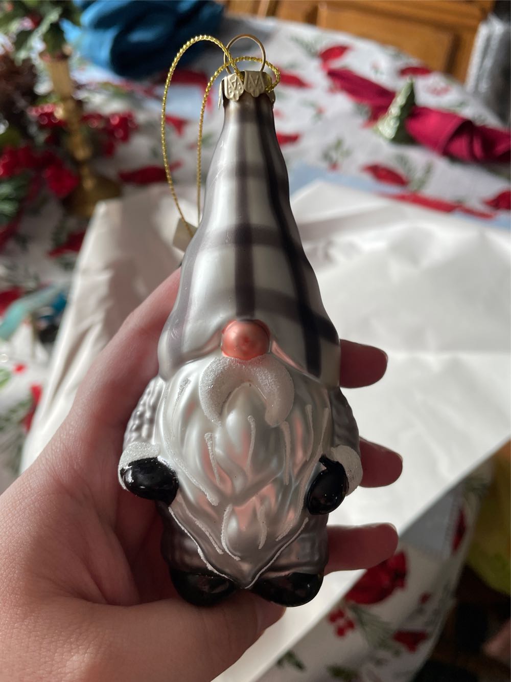 GNOMES - Grey Plaid Glass Hobby Lobby  ornament collectible [Barcode 5693767] - Main Image 1