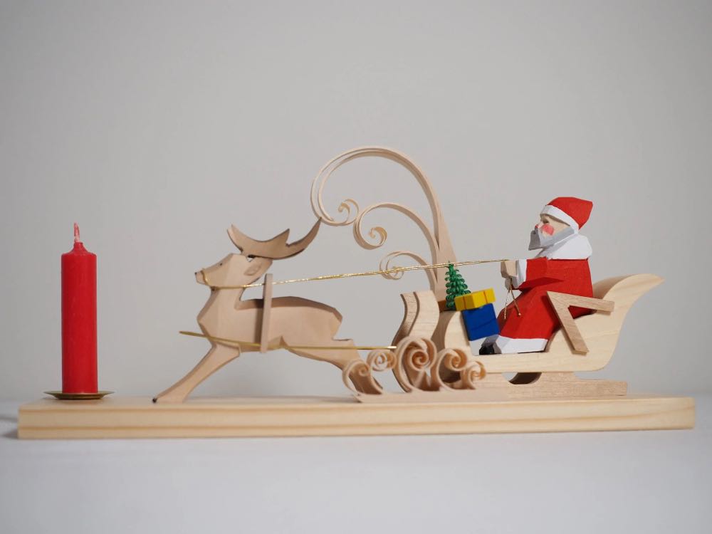 Santa In Sleigh With Reindeer  (German Candle Holder) ornament collectible [Barcode 4014716007921] - Main Image 3