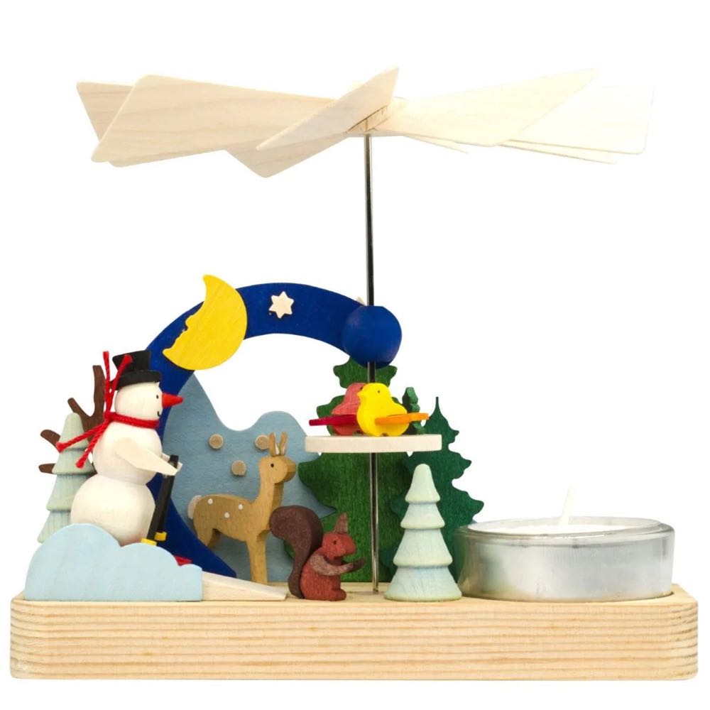 Snowman Skiing In Christmas Forest (German Candle Holder) ornament collectible - Main Image 1