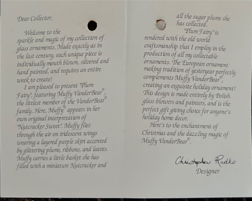 Muffy Plum Fairy - Muffy VanderBear ornament collectible - Main Image 4