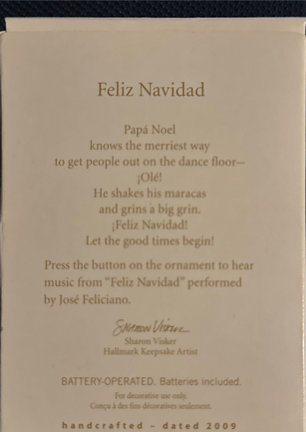 Feliz Navidad - Santa With Sombrero - Feliz Navidad (Feliz Navidad) ornament collectible [Barcode 015012520880] - Main Image 2