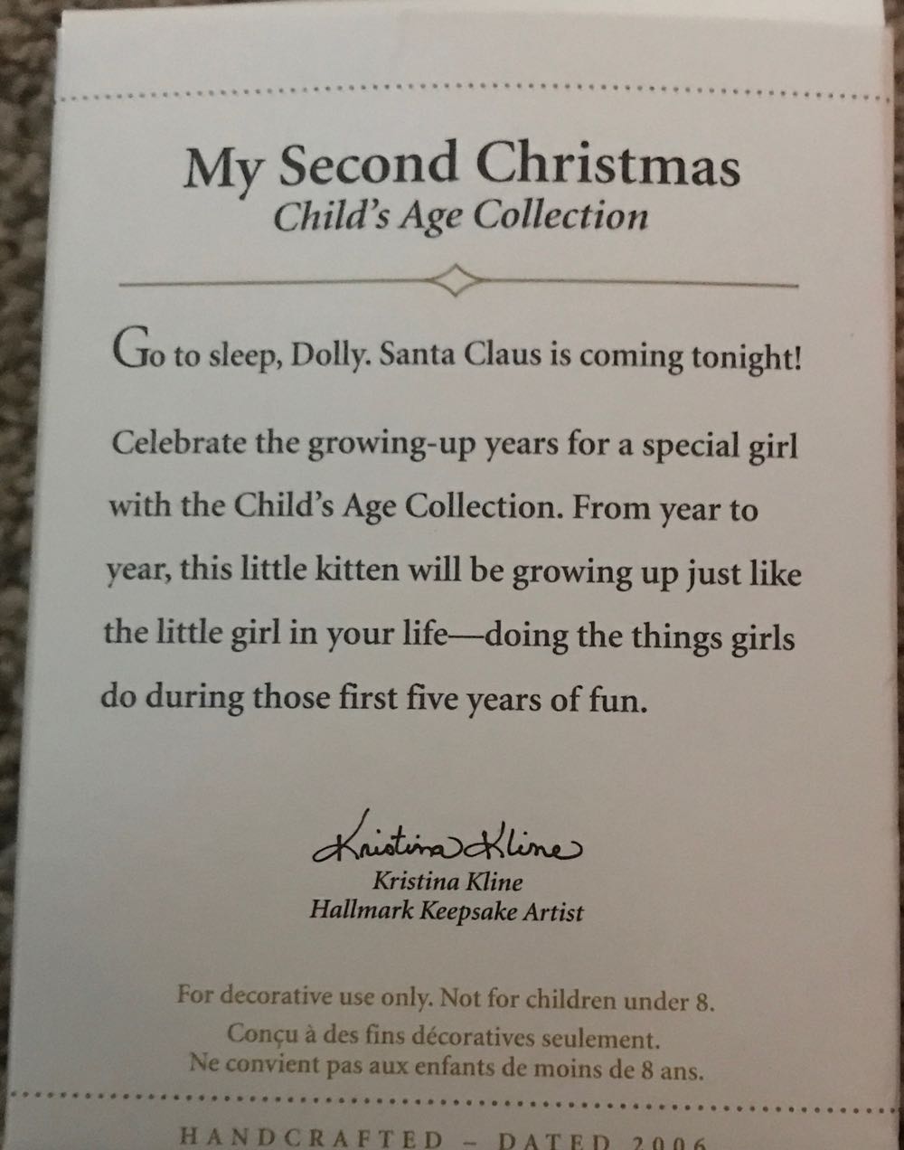 Hallmark Ornament My Second Christmas Qxg2886  ornament collectible [Barcode 015012910131] - Main Image 2
