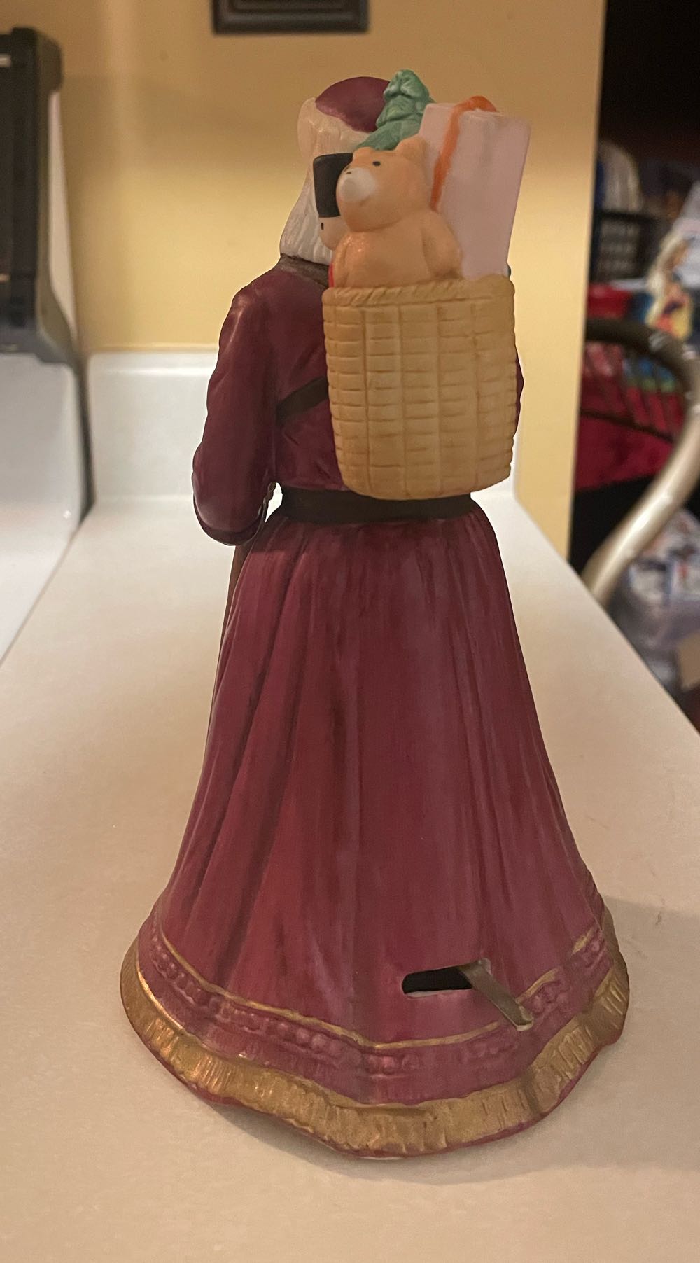 Lefton - Victorian Santa - Maroon Coat - Music Box - Plays “Deck The Halls” - #6870 - Santa (Music Box) ornament collectible - Main Image 2