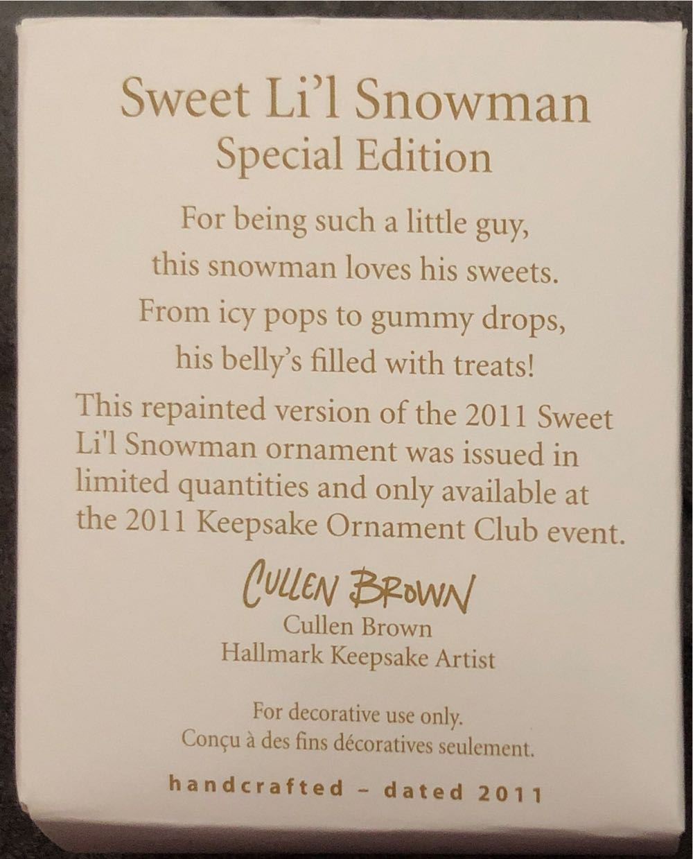 Sweet Li’l Snowman - Event Repaint  (Miniature) ornament collectible - Main Image 2