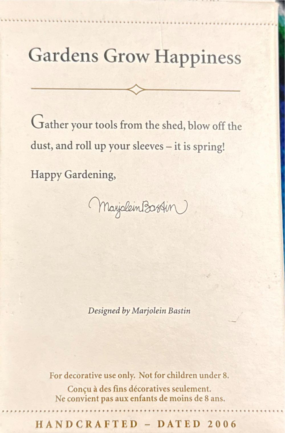 Gardens Grow Happiness - Natures Sketchbook (Marjolein Bastin) ornament collectible [Barcode 015012904437] - Main Image 2