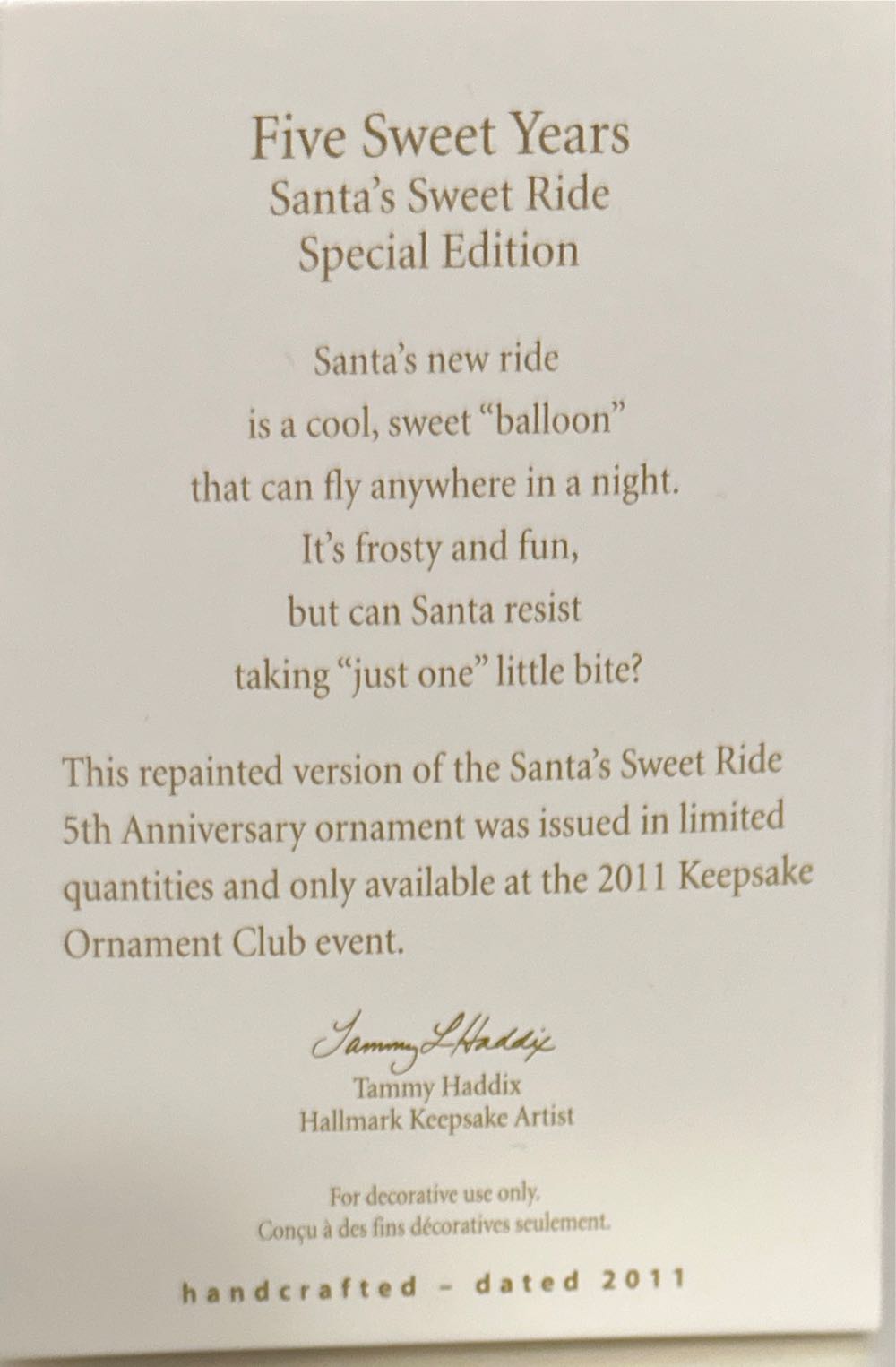 Five Sweet Years Special Edition - Santa’s Sweet Ride (Santa’s Sweet Ride) ornament collectible - Main Image 2