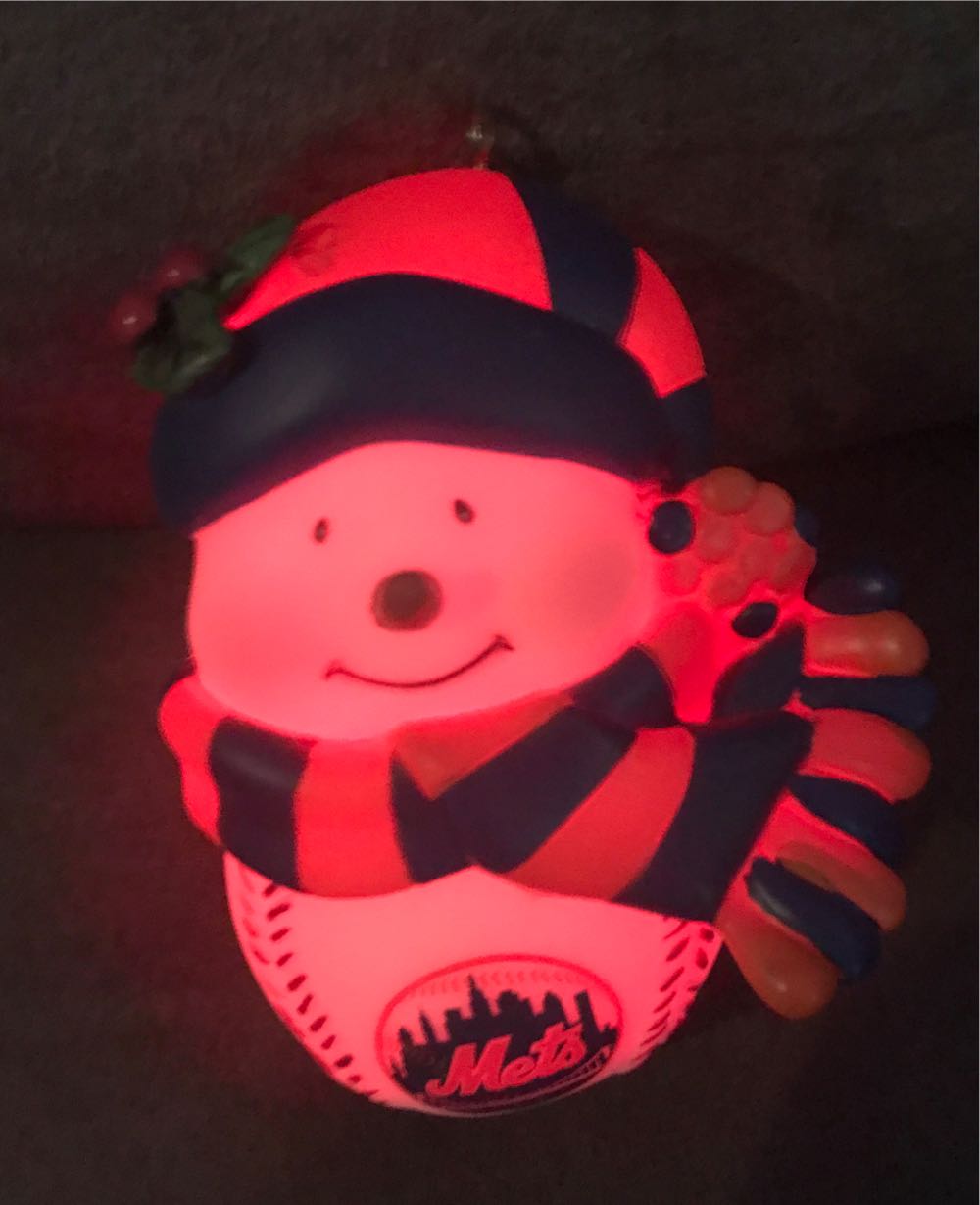 NY Mets Themed Snowman (Light/Music)  (Baseball: New York Mets) ornament collectible - Main Image 2