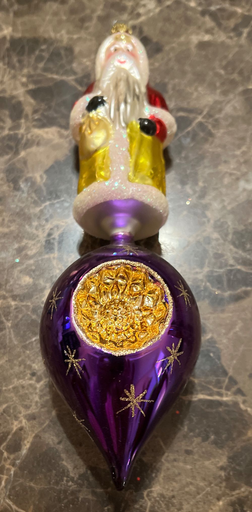 Yellow Santa with Purple Reflector  ornament collectible - Main Image 1