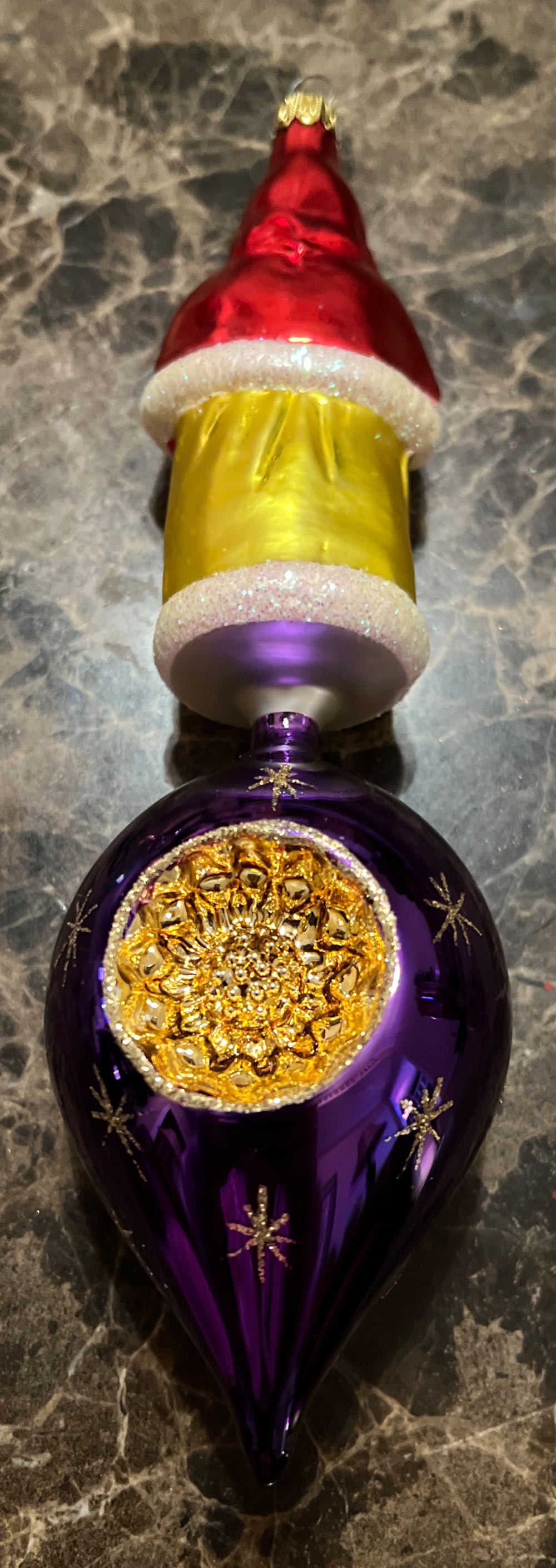 Yellow Santa with Purple Reflector  ornament collectible - Main Image 2