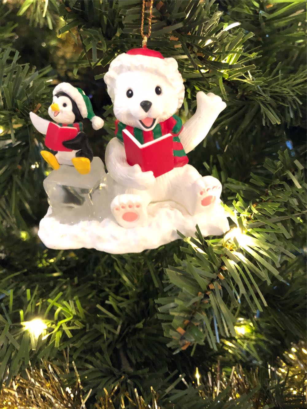 Polar bear and penguin singing  ornament collectible - Main Image 1