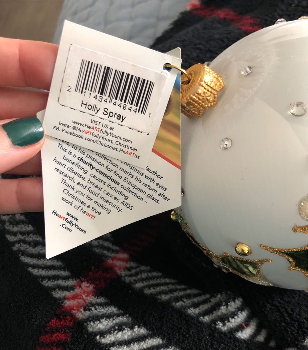 HY Holly Spray -White  ornament collectible - Main Image 2