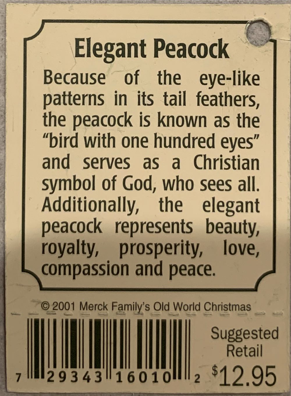 Elegant Peacock  (Animal) ornament collectible [Barcode 729343160102] - Main Image 3