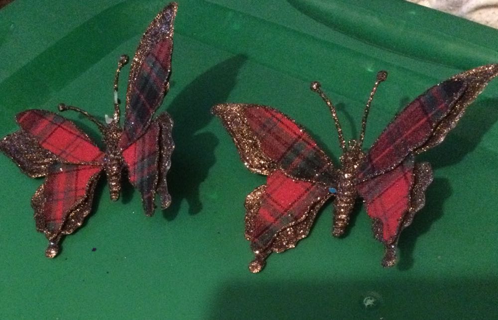 Butterfly Brown with Plaid - Holiday Time ornament collectible - Main Image 2