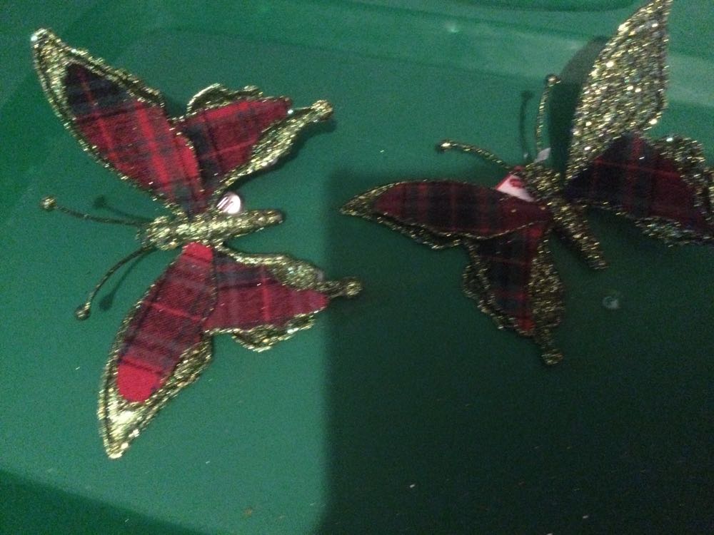 Butterfly Chartreuse with Plaid - Holiday Time ornament collectible - Main Image 2