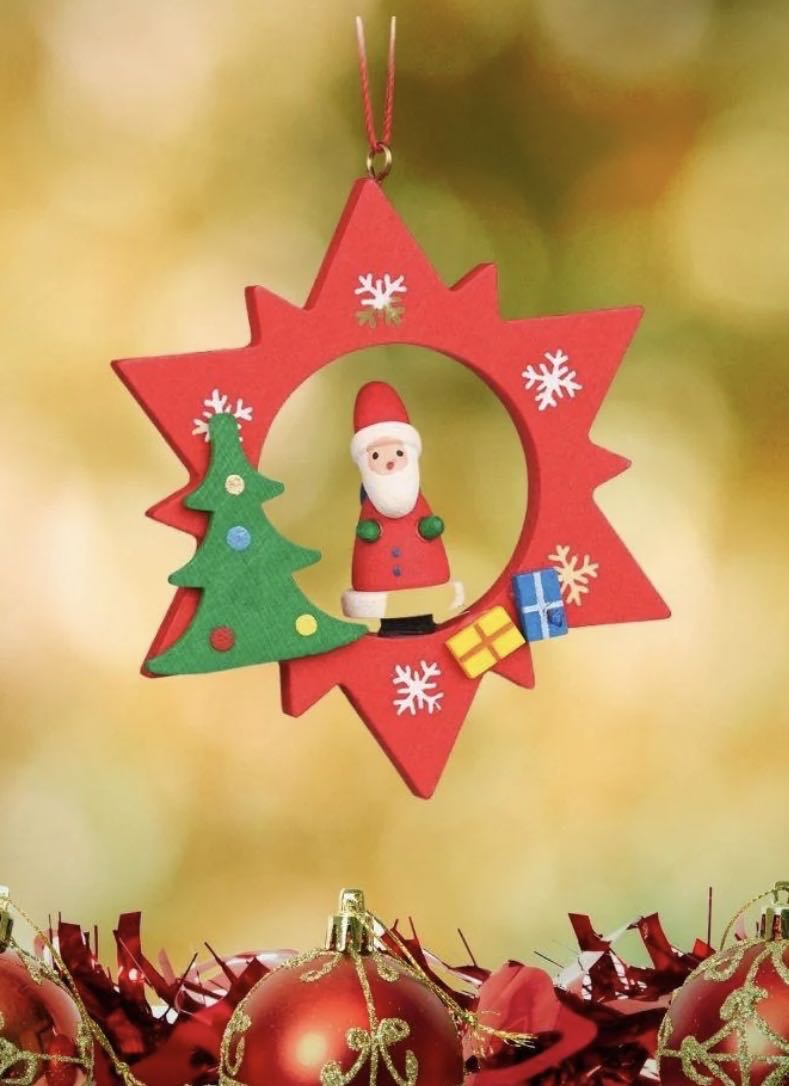 ASSORTED RED STARS WITH SNOWMAN/SANTA/ANGEL  (German Ornaments) ornament collectible - Main Image 3