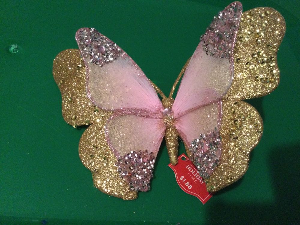 Butterfly Gold with Pink - Holiday Time ornament collectible - Main Image 2