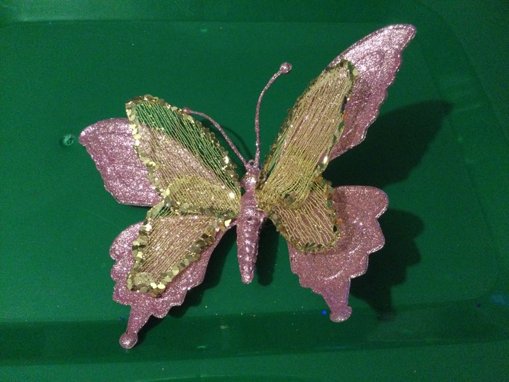 Butterfly Pink with Gold - Holiday Time ornament collectible - Main Image 1